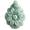 Green jade flower pendant on a black cord with a red bead