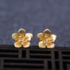 925 Sterling Silver Golden Peach Blossom Stud Earrings