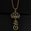 Lotus and Seed Syllable Necklace or Keychain in Stainless Steel