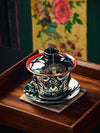 Peking Opera Mask Gaiwan Teacup Set with Lid and Saucer