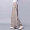 Women's Wide Leg Pants Linen Cotton High Waist Trousers
