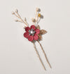 Handmade Floral Hair Comb and Pin Set with Clear Quartz