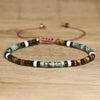 Natural Stone Disc Bead Bracelet with Adjustable Cord