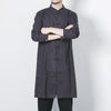 Men's Linen Mid-length Coat Frog Button Zen Clothing Fall Outerwear