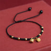 Lotus Pod Charm Luck String Rope Anklet with Agate Beads