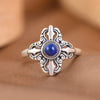 Sterling Silver Vajra Ring with Lapis Lazuli or Red Stone