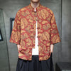 Men's Ice Silk Tang Suit Shirt with Frog Buttons and Pockets