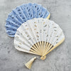 Hollow Flower Embroidery Cotton Folding Fan with Tassel