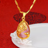 Peacock Copper Pendant Necklace with Faux Cat Eye Stone