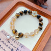 Citrine and Strawberry Quartz Charm Bracelet, 8mm Beads