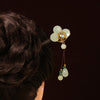 Floral Wood Hairpin with Tassel, Traditional Chinese Style