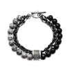 Men's Tiger Eye and Lapis Lazuli Bracelet with Gunmetal Chain