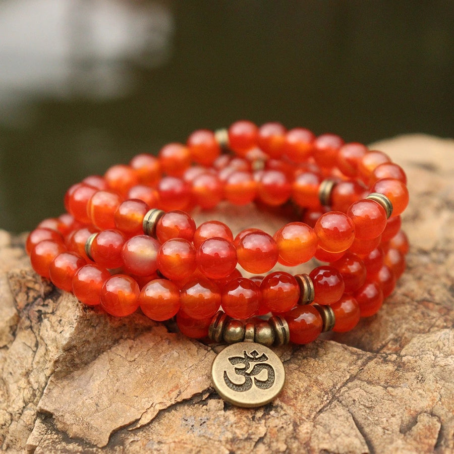 108 Mala Beads Bracelet Aquamarine Amazonite Red Agate Tiger Eye