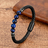 Stone Bead Leather Bracelet Unisex