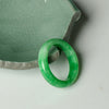 Natural Jade Abundance Luck Ring - Vintage Green Stone Band