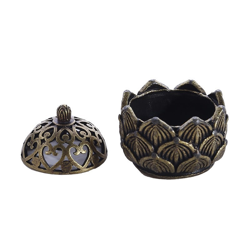 Brass Lotus Incense Burner with Lid