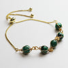 Gold-Tone Wire Wrapped Gemstone Bead Bangle Bracelet