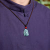 Carved Jade Nine-Tailed Fox Pendant Necklace