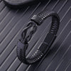 Endless Knot Braided Leather Bracelet with Adjustable Buckle