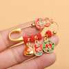 Chinese Gourd Safety Pin Brooch with Charms