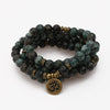 108 Mala Beads Bracelet Natural Stone Lotus Charm