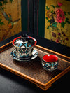 Peking Opera Mask Gaiwan Teacup Set with Lid and Saucer