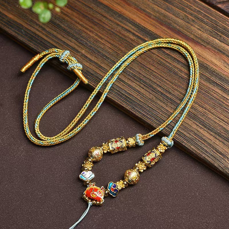 Colorful String Wealth Necklace Pendant Handmade Braided Cord