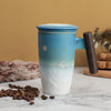 Ceramic Tea Cup with Infuser and Wooden Handle