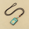 Tibetan Thangka Pendant Necklace, Ebony Wood Rope
