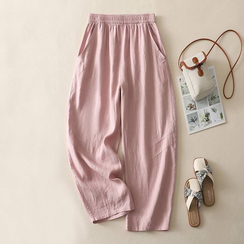 Elastic Waist Wide Leg Pants, Relaxed Straight Trousers
