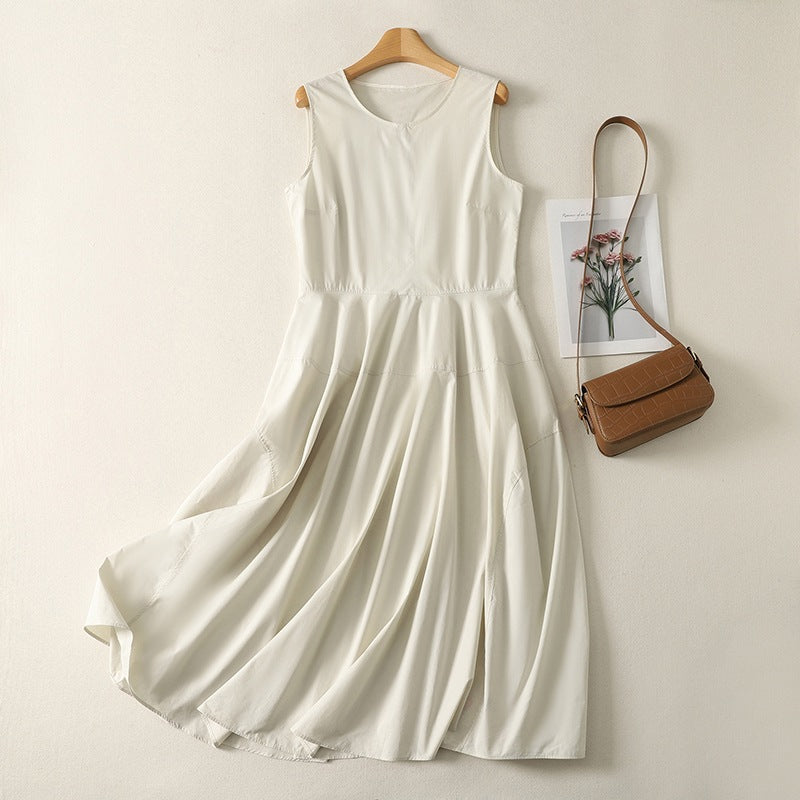 Women's Sleeveless Midi Dress High Waist A-Line Summer Dress