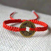 Copper Coin Fortune Red String Weave Bracelet