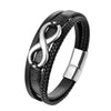 Eternal Infinity Symbol Titanium Steel Leather Buckle Bracelet