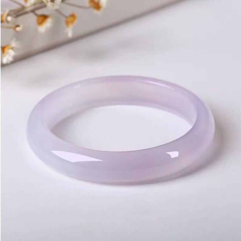 Natural Chalcedony Positive Bracelet Bangle Lavender