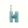 Natural Blue Water Jade Letter Pendant Necklace Titanium Steel