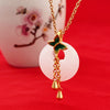 Imitation Jade Peace Buckle Necklace with Enamel Lotus or Butterfly