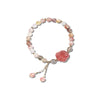Strawberry Quartz Cat Paw Bracelet with Rutilated Quartz