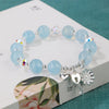 Aquamarine Daisy Charm Bracelet, Sterling Silver Key and Heart