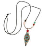 Tibet Turquoise Bead Marquise Pattern Protection Strength Necklace Pendant