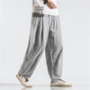 Men's Linen Harem Pants, Relaxed Fit with Elastic Waist