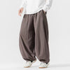Men's Harem Pants Solid Color Cotton Elastic Waist With Pockets