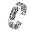 925 Sterling Silver Deer Open Cuff Bracelet with Engraved Patterns