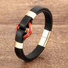 Stone Ring Leather Bracelet with Magnetic Clasp