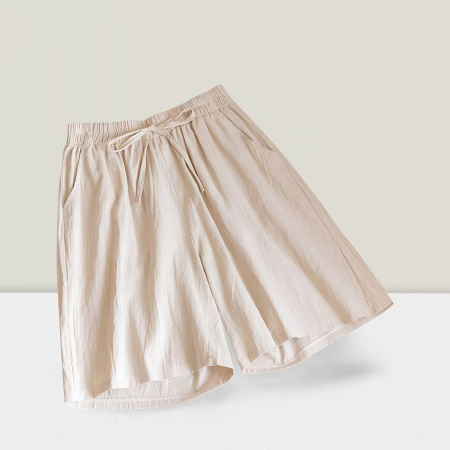 Women's Cotton Linen Shorts Loose Fit Drawstring Waist Pockets