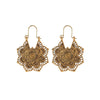 Pair of antique gold-tone alloy earrings with an openwork lotus flower design
