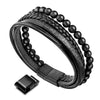 Lava Rock Tiger Eye Bead Leather Bracelet