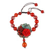 Green Luck Dangling Flower Bracelet, Agate Beads