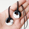Black Obsidian White Turquoise Yin Yang Peace Buckle Necklace