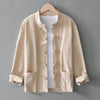 Men's Chinese Frog-Button Linen Shirt with Pockets