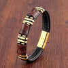 Tiger Eye Bamboo Stone Leather Bracelet Protection Power